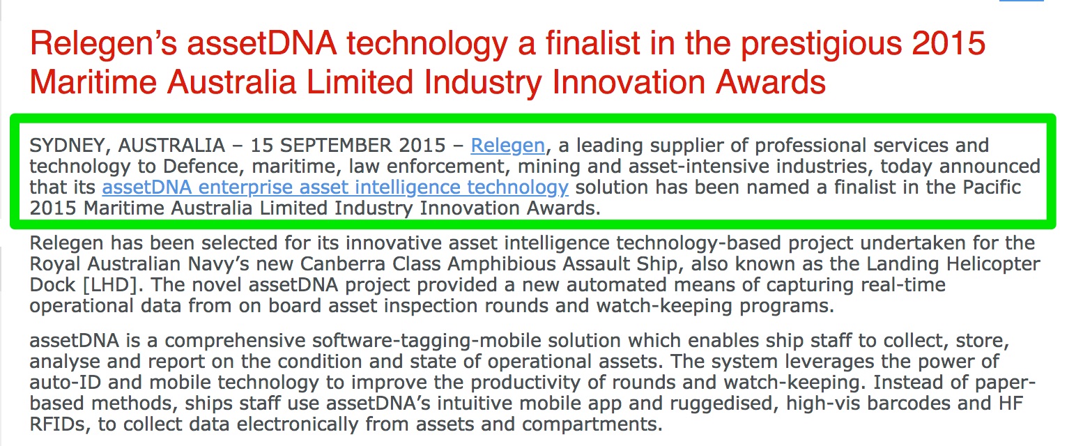 Press_Release__Relegen’s_assetDNA_technology_a_finalist_in_the_prestigious_2015_Maritime_Australia_Limited_Industry_Innovation_Awards