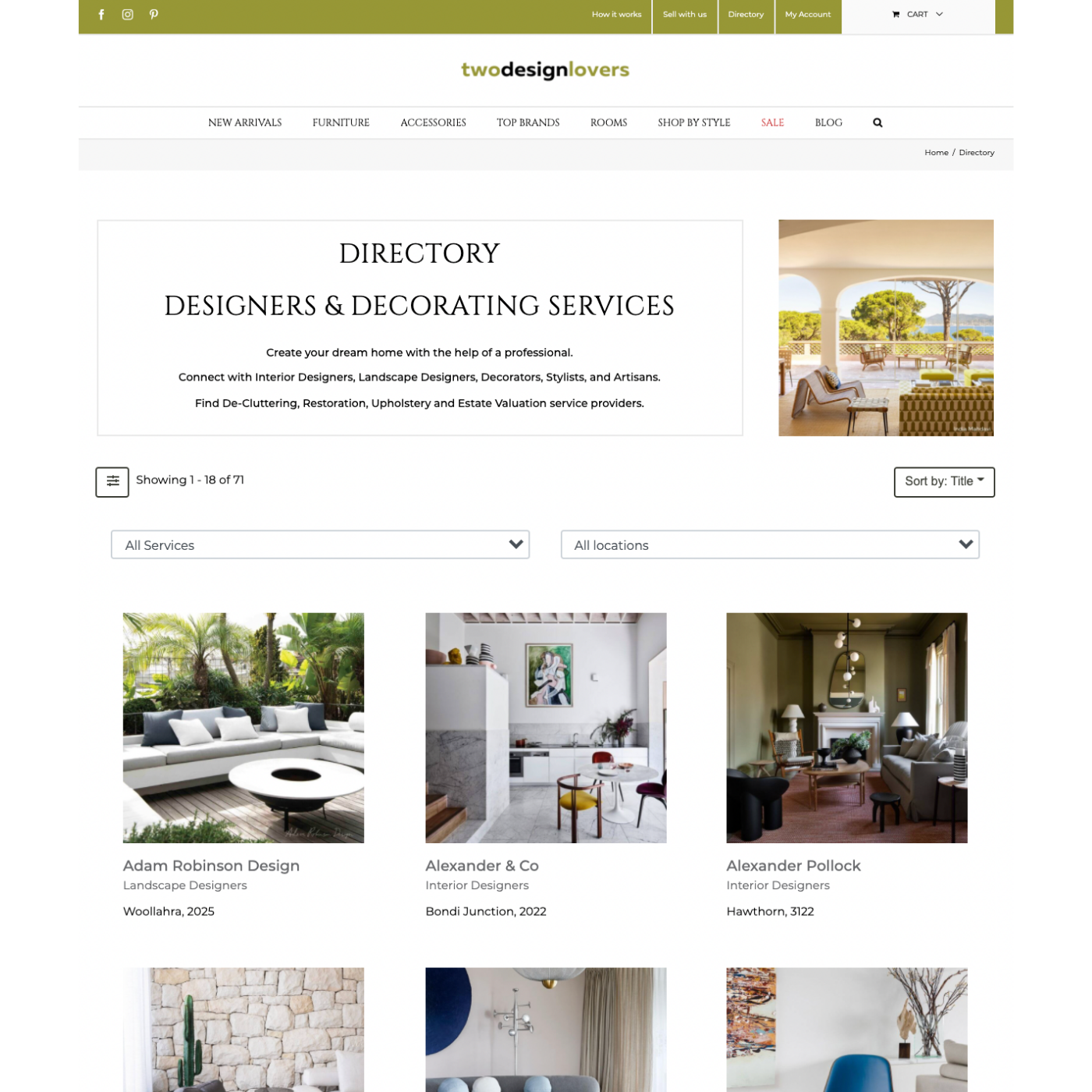 PRESS RELEASE: Time to call in the professionals: An inspiring interior design and decorating Directory comes to Two Design Lovers.