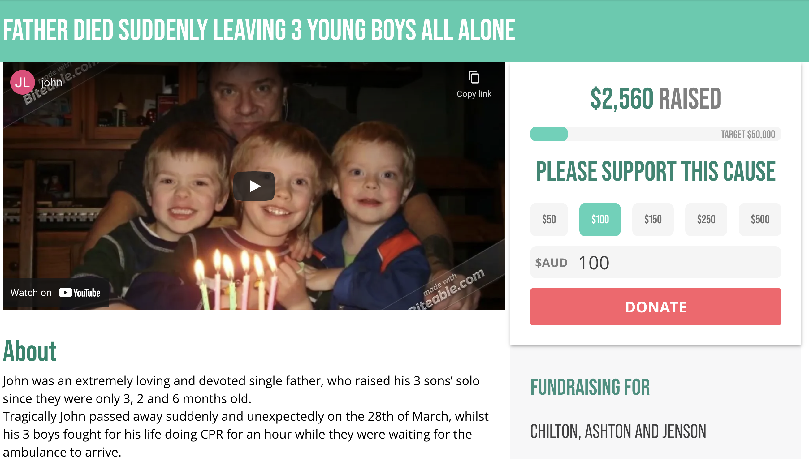 PRESS RELEASE: FATHER DIED SUDDENLY LEAVING 3 YOUNG BOYS ALL ALONE