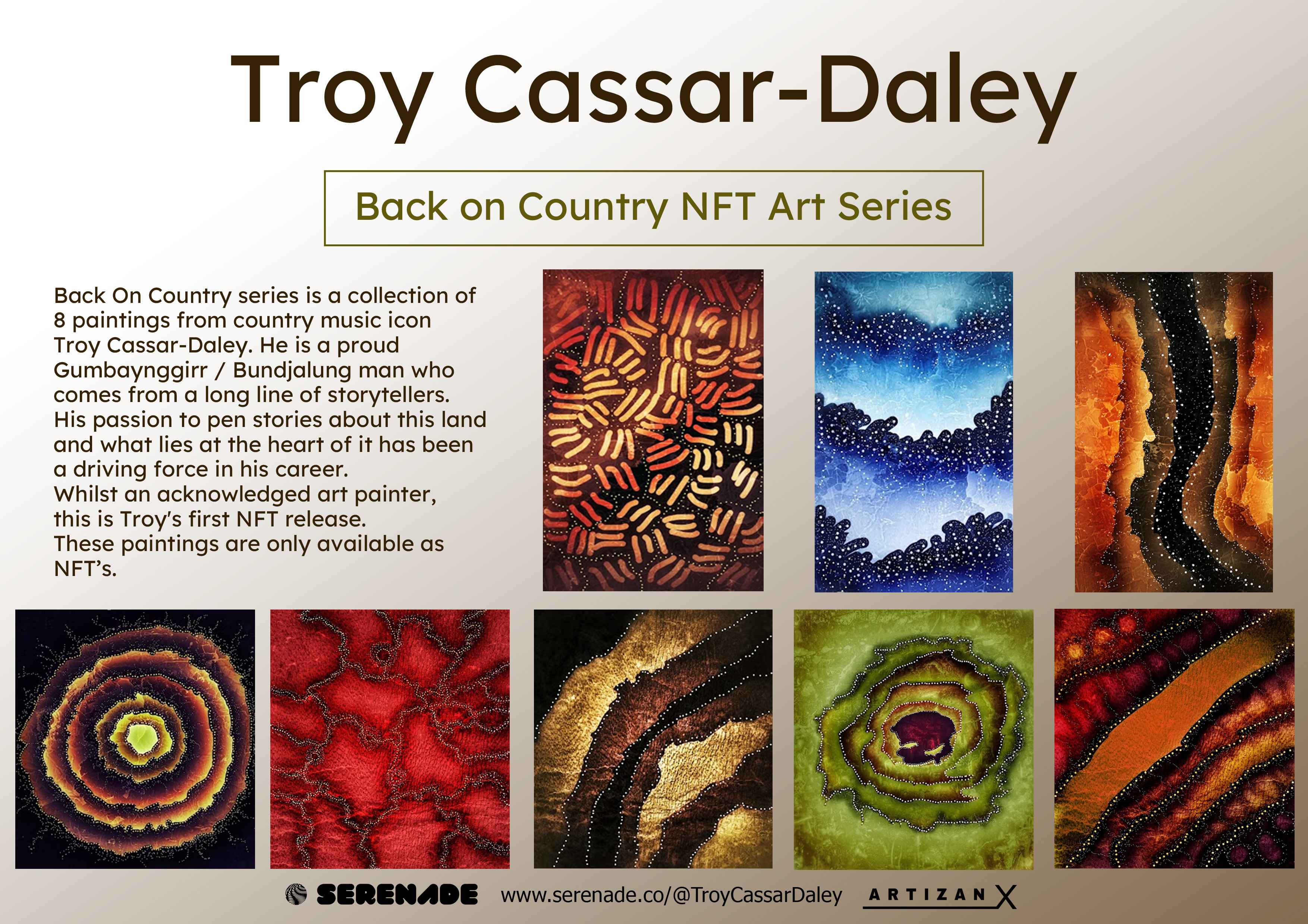 PRESS RELEASE: TROY CASSAR-DALEY RELEASES ‘BACK ON COUNTRY’ NFT PAINTING SERIES
