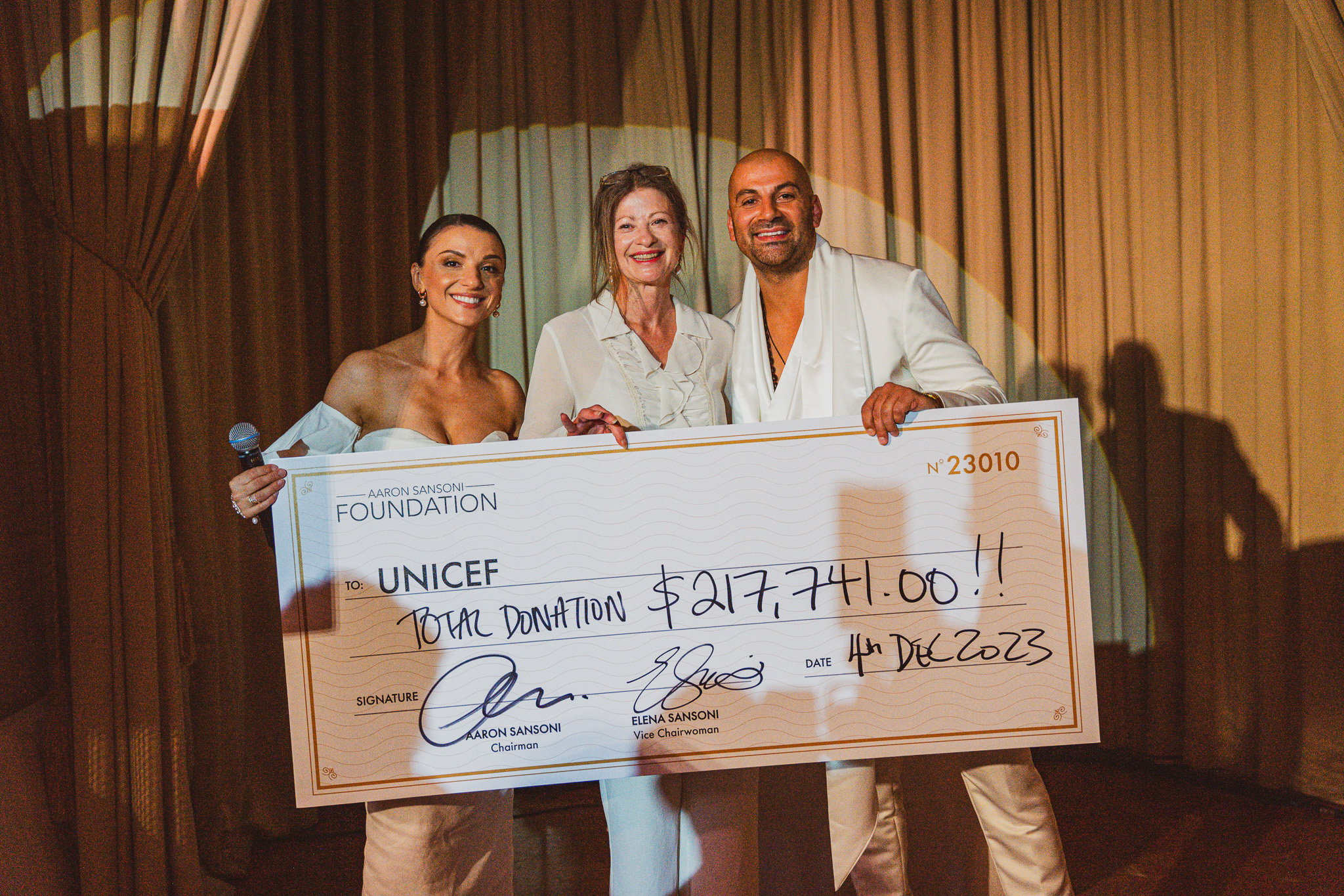 PRESS RELEASE: Aaron Sansoni Foundation Donates $217,741 to UNICEF in Record-Breaking Fundraising Event