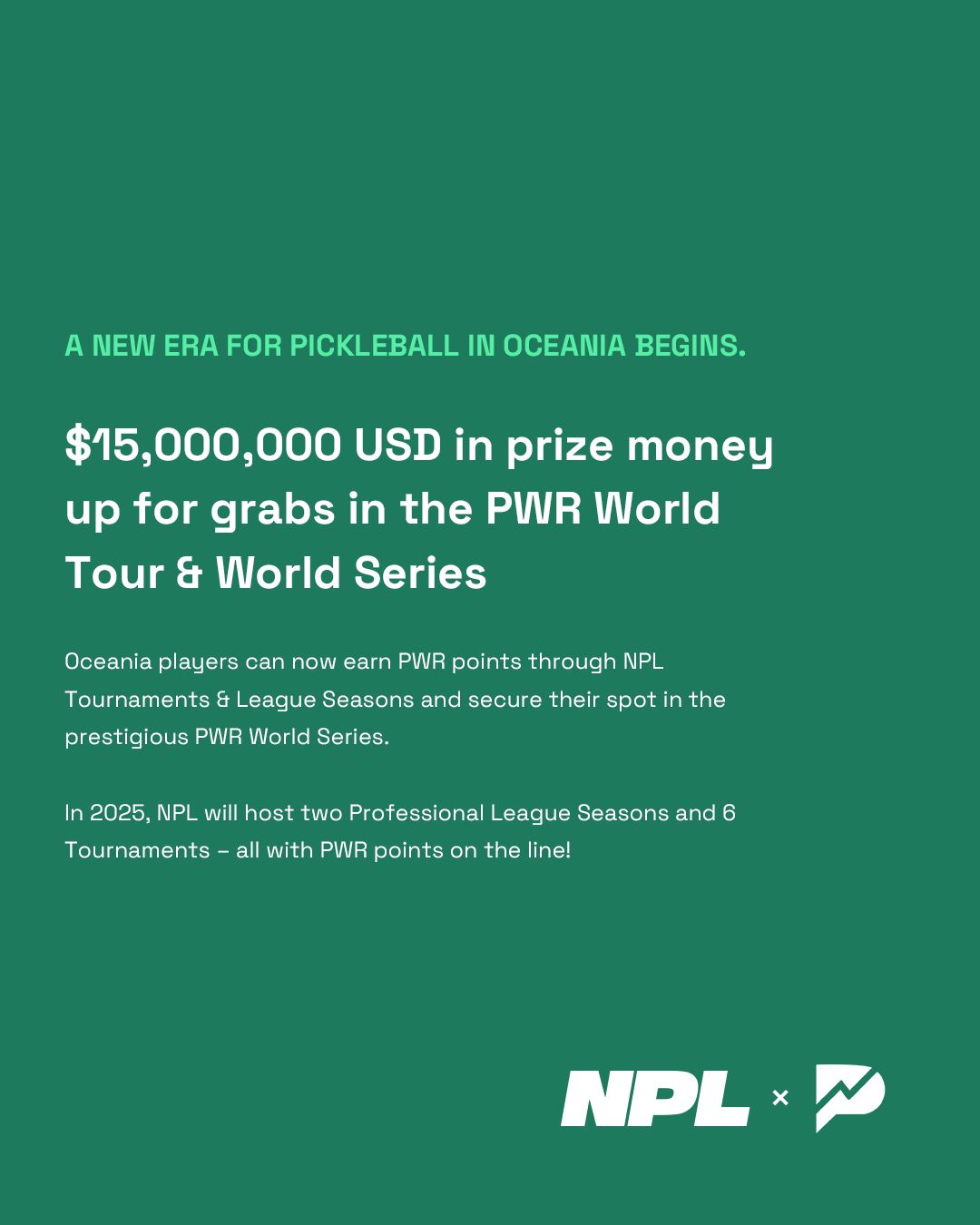 PRESS RELEASE: PWR (Pickleball World Rankings) Announces NPL Australia (National Pickleball League, Australia) as their Exclusive & Official Oceania Tournament & League Provider for 2025